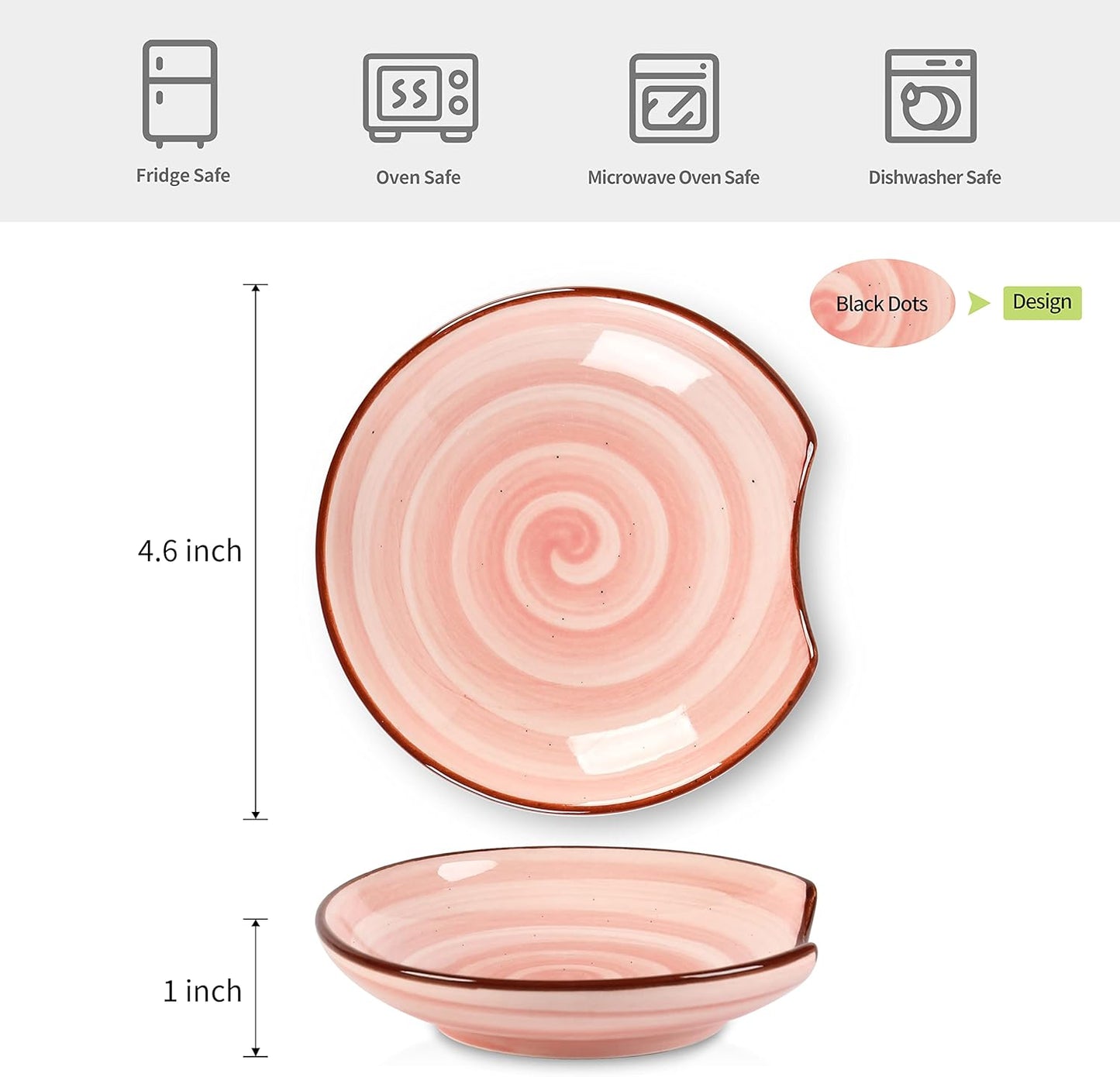 Selamica Ceramic Spoon Rest for Stove Top, 4.6 Inch Cooking Spoon Holder for Kitchen Counter, Stackable Utensil Rest Holder for Spatula Ladles Tong Coffee Spoon, Set of 4, Gradient Color