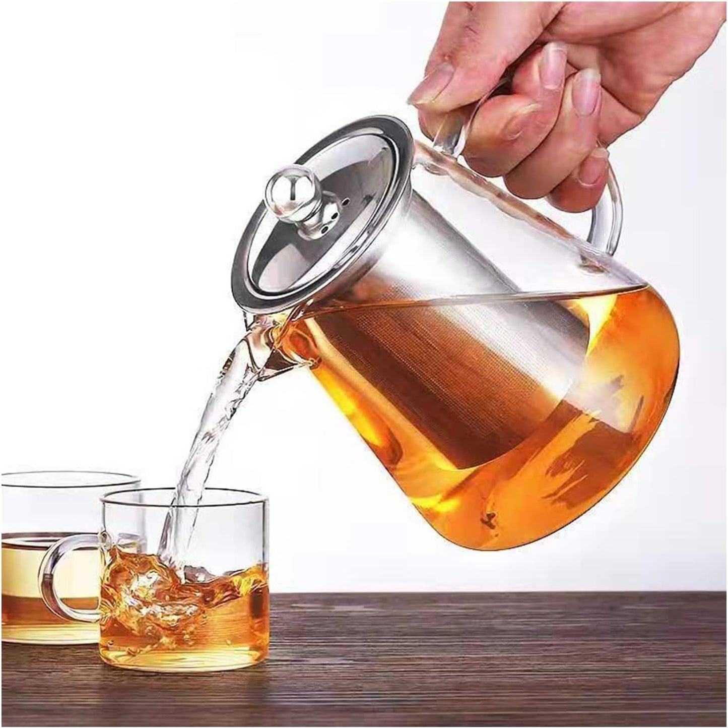 1300ml (43oz) Upgraded Glass Teapot with Infuser,Heat Resistant with Removable Infuser, Borosilicate Clear Glass Tea Pots for Loose Leaf Tea and Blooming Tea Cook teapot