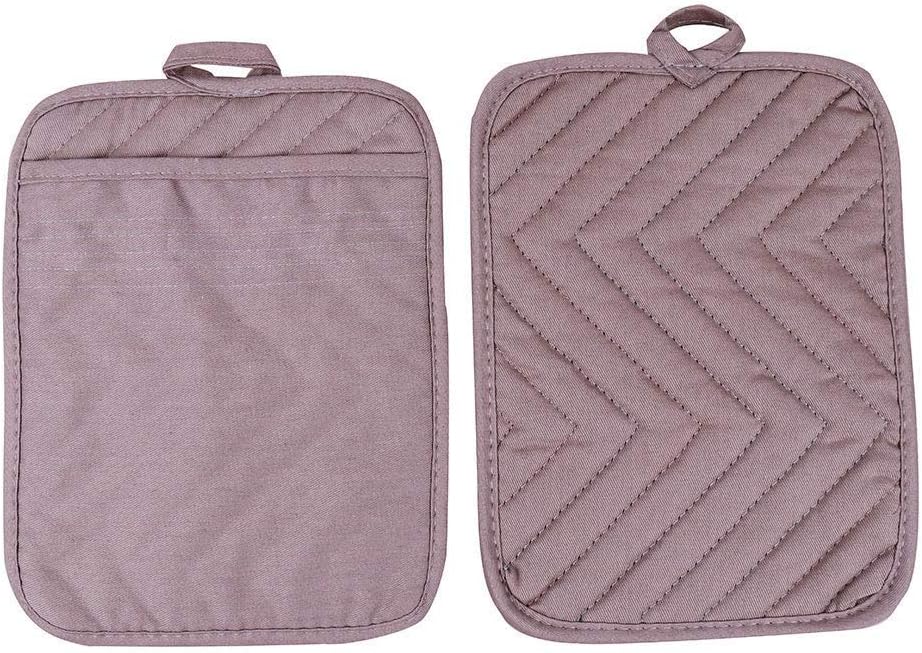 Anyi Cotton Pot Holders, Heat Resistant Grey Kitchen Counter Pads with Pocket Pack of 3
