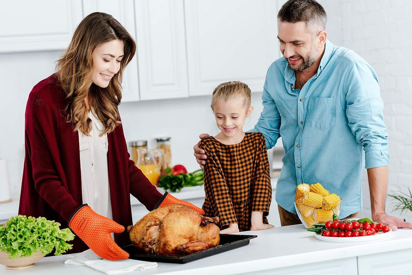 KITCHEN PERFECTION S Silicone Smoker Oven Gloves -Extreme Heat Resistant BBQ Gloves -Handle Hot Food Right on Your Grill Fryer Pit|Waterproof Oven Mitts |Superior Value Set+3 Bonuses