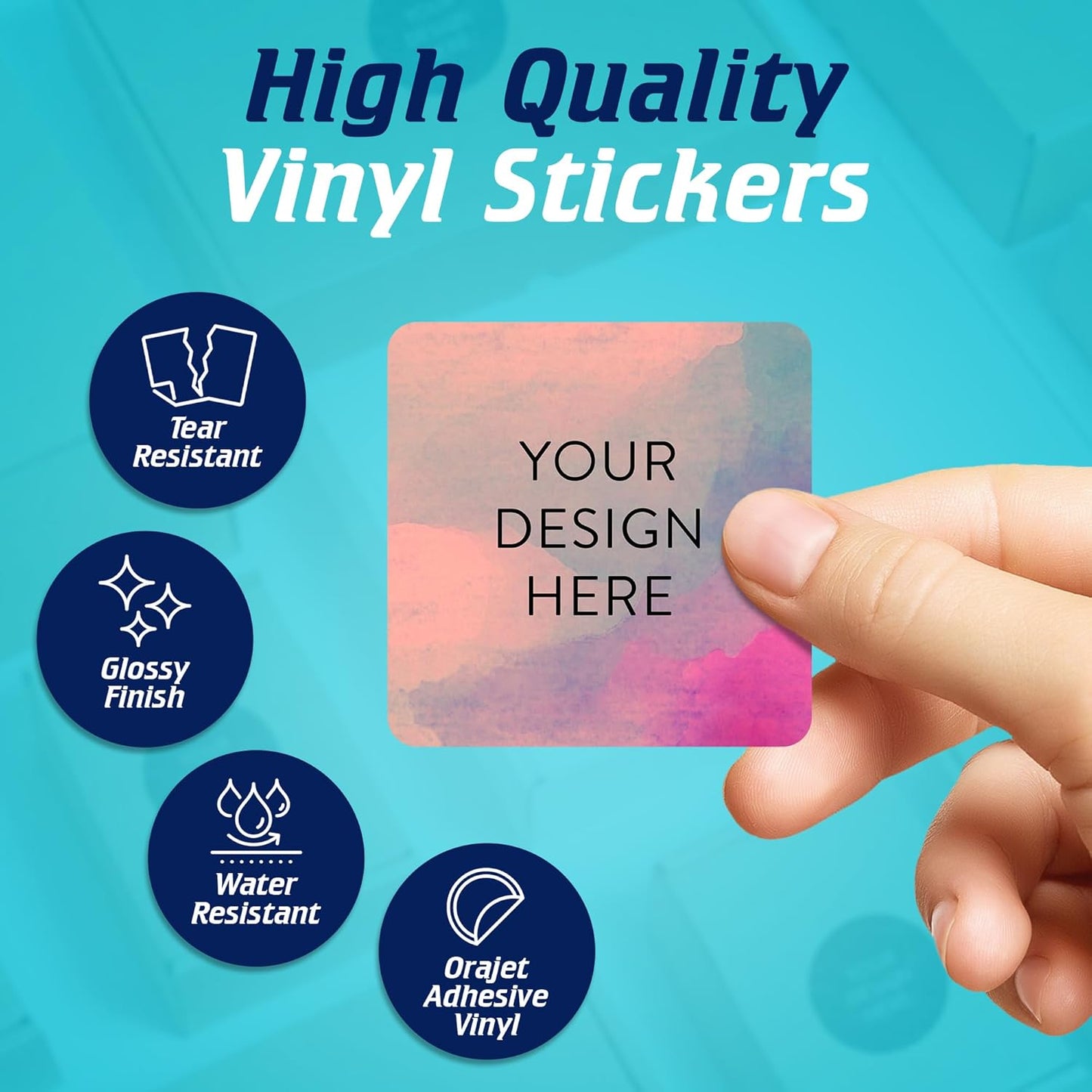 100 Custom Vinyl Stickers - Upload Your own Image, Text, Design, Logo - Personalized Logo Labels for Handmade, Packaging, Bottle, Jars, Candle, Brand Stickers (Rose, 1.5x1.5 Square)
