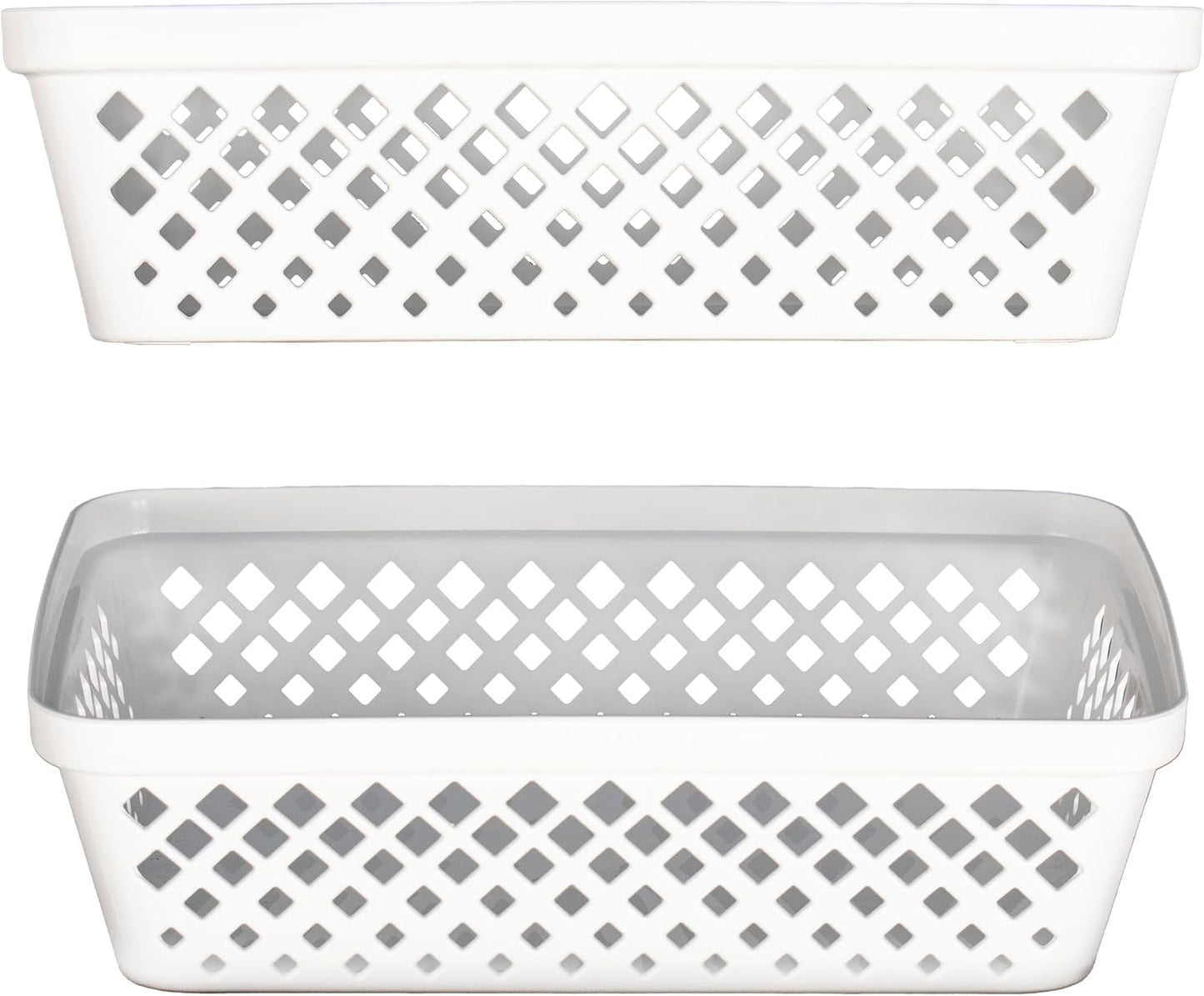 Glad Plastic Storage Basket Set - Multipurpose Drawer Trays, Kitchen Pantry Containers, and Bathroom Bins - 6 Pack Medium Organizers, White