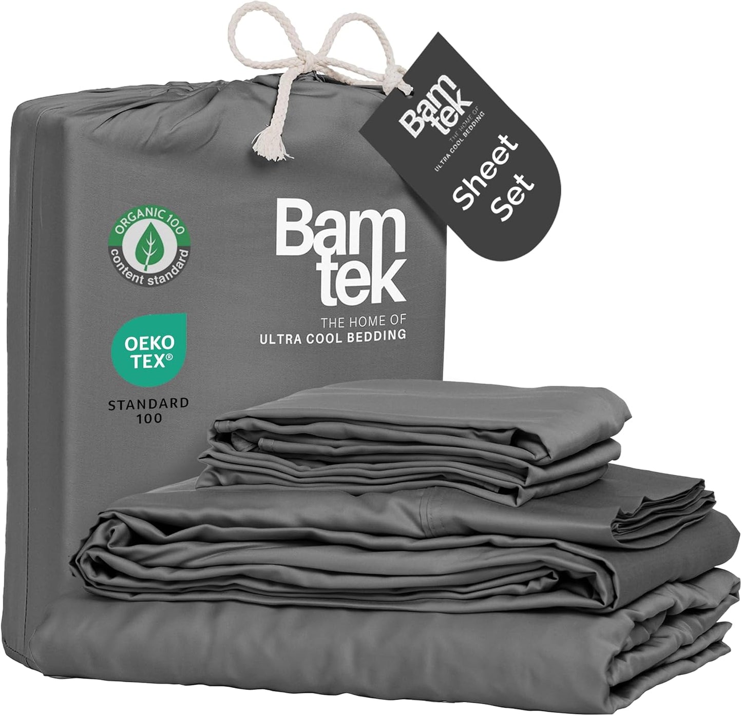 100% Viscose from Bamboo Sheets California King Size, Super Soft Bedding Set, 4PC Cooling Sheets for Hot Sleepers, Vegan Silk Moisture Wicking, Organically Grown Bedsheet, Steel - 72" x 84"