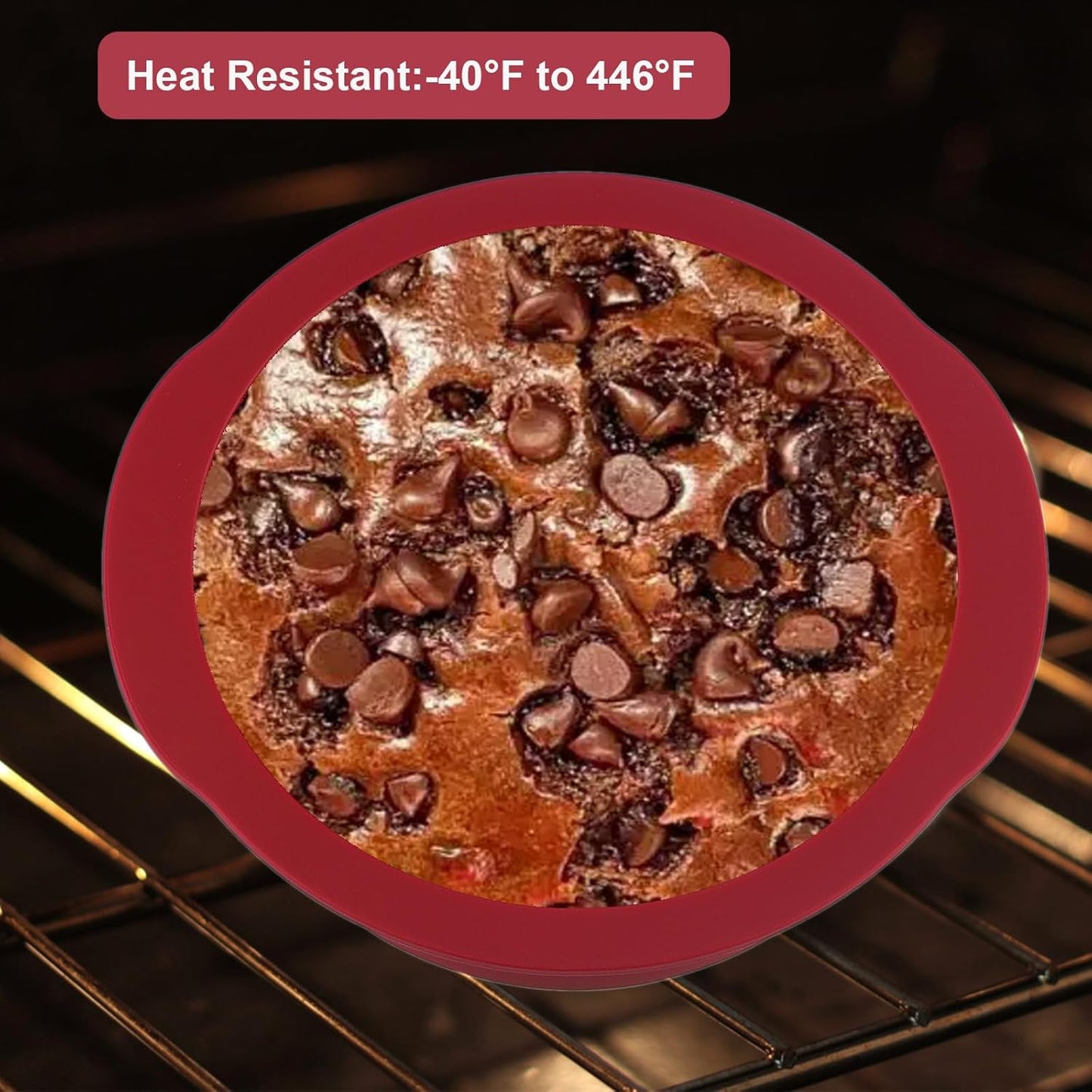 Nalchios 3-Piece Wine Red Silicone Round Cake Pans Set for Baking, Non-stick Flexible Silicone Baking Mold Pans for Layer Cake, Cheese Cake, Chocolate Cake 4+6+8 Inch