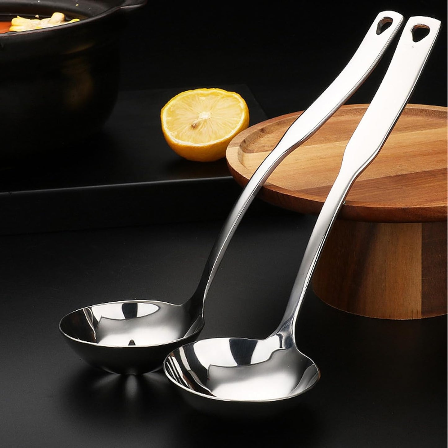 Small Ladle Gravy Ladle 304 Stainless Steel Sauce Soup Spoon for Gravies and Sauces or Salad Dressing, Silver (2 Pieces)