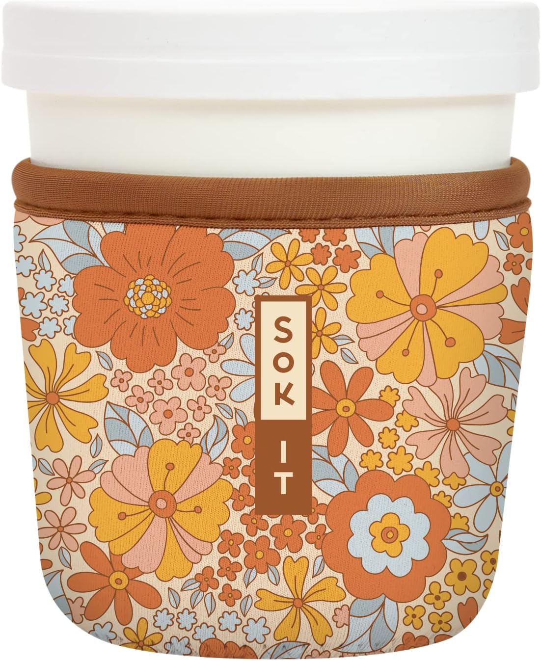 Sok It IceCreamSok Insulated Neoprene Cover (Flower Power, Tapered Ice Cream Pints)