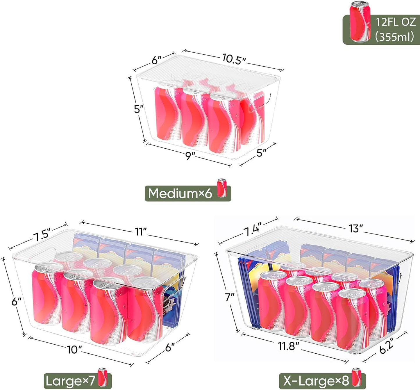BALEINE Clear Stackable Storage Bins with Lids, Plastic Containers with Handle for Pantry Organizers and Storage, Plastic Bins for Fridge, Kitchen, Bathroom, Cabinet (11x7.5x6, 6PK)