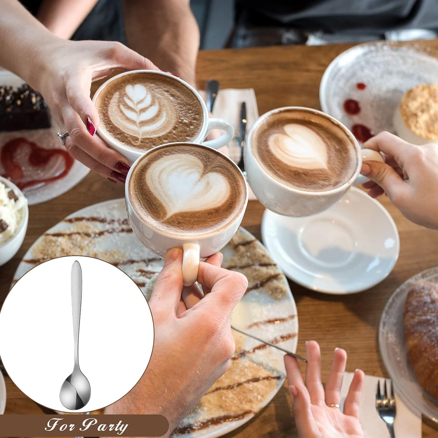 Yinkin 50 Pcs Demitasse Espresso Spoons 4.92" Stainless Steel Tablespoons Metal Dessert Spoons for Appetizer Sugar Ice Cream for Home Restaurant Kitchen,Mirror Polished,Dishwasher Safe