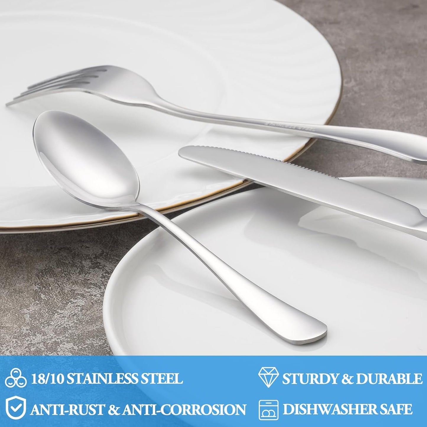 32 Pcs Teaspoons Set, Food Grade Stainless Steel Tea Spoons, Durable Small Spoons, Metal Dessert Spoon, Spoon Silverware for Home, Kitchen or Restaurant, Mirror Polished & Dishwasher Safe, 6.7-Inch