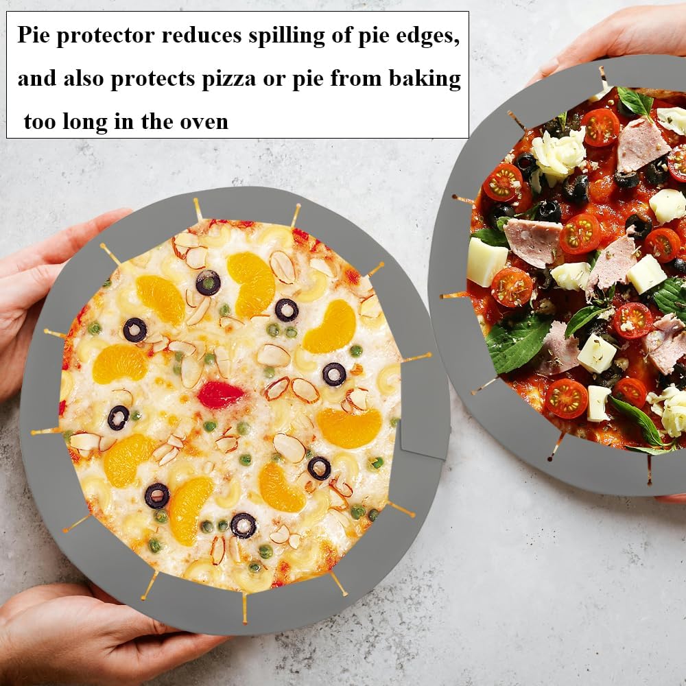 Silicone Pie Crust Shields, Adjustable Baking Pie Crust Shield Protector Cover for Edges, Baking Protectors Cover Ring Fits 8-11.4 Inch (Grey-1pcs)