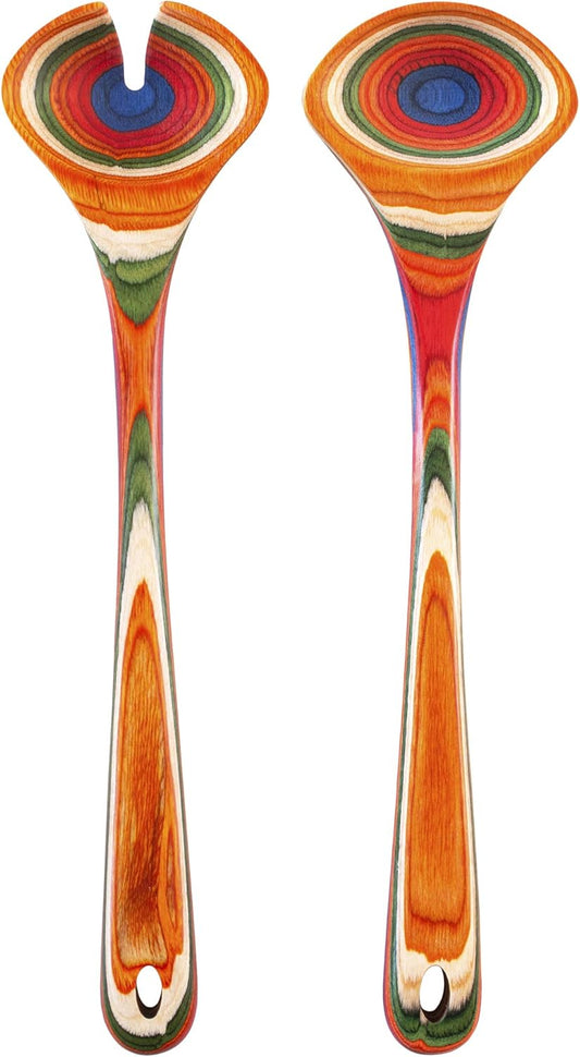 Totally Bamboo Baltique Marrakesh Collection Wooden Salad Serving Utensils Set, 11-3/4" Long