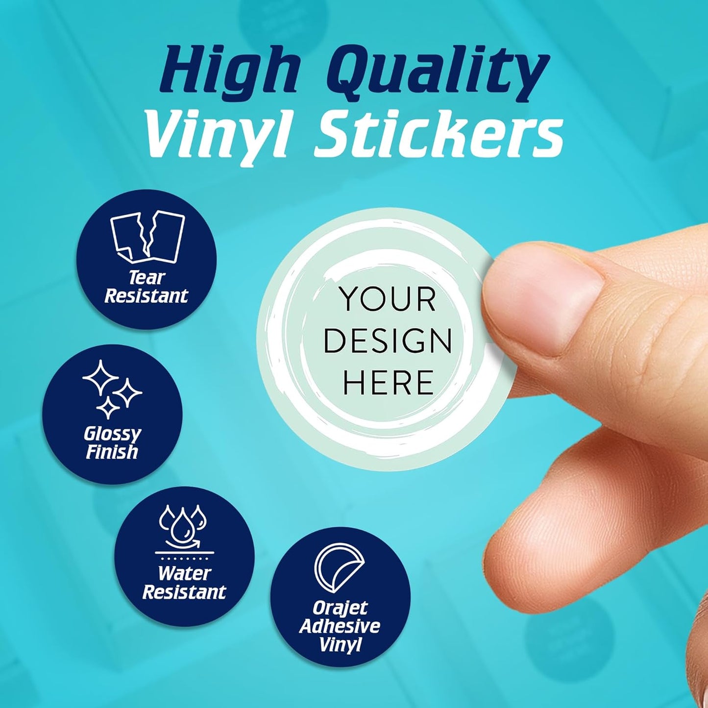 100 Custom Vinyl Stickers - Upload Your own Image, Text, Design, Logo - Personalized Logo Labels for Handmade, Packaging, Bottle, Jars, Candle, Brand Stickers (Mint, 1.5x1.5)