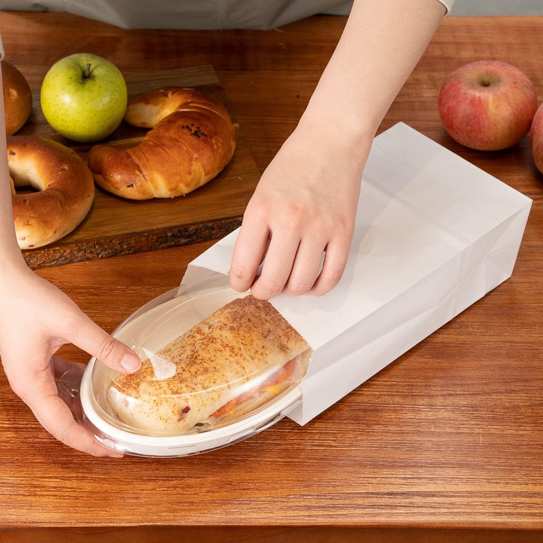 Restaurantware Bag Tek 4lb Paper Bags 100 Disposable Lunch Bags - Small For Lunches Sandwiches And Snacks White Paper Kraft Paper Bags For Shopping Party Favors Or Gifts