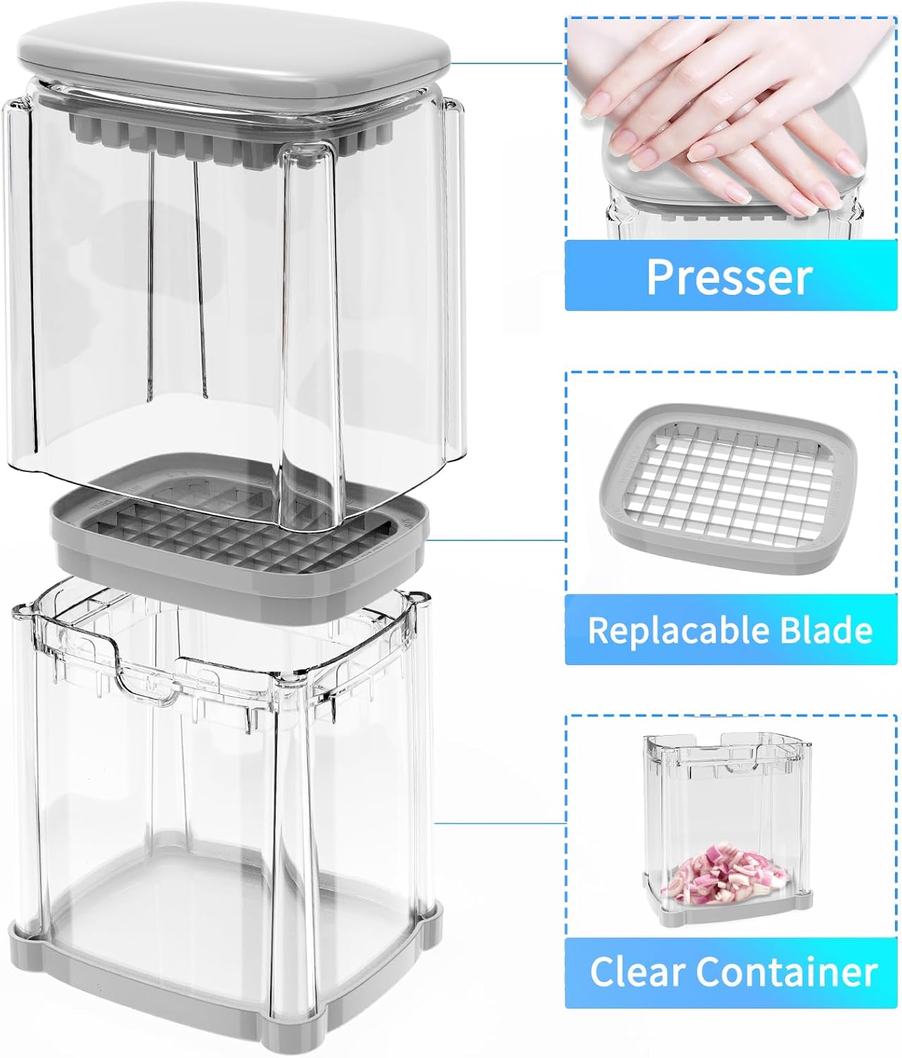 CrazyQueen Potato Slicer French Fry Cutter Veggie Chopper Potato Cutter for Fries Potato Onion Cutter Food Chopper Manual Hand Vegetable Cutter Dicer (1 Blade)