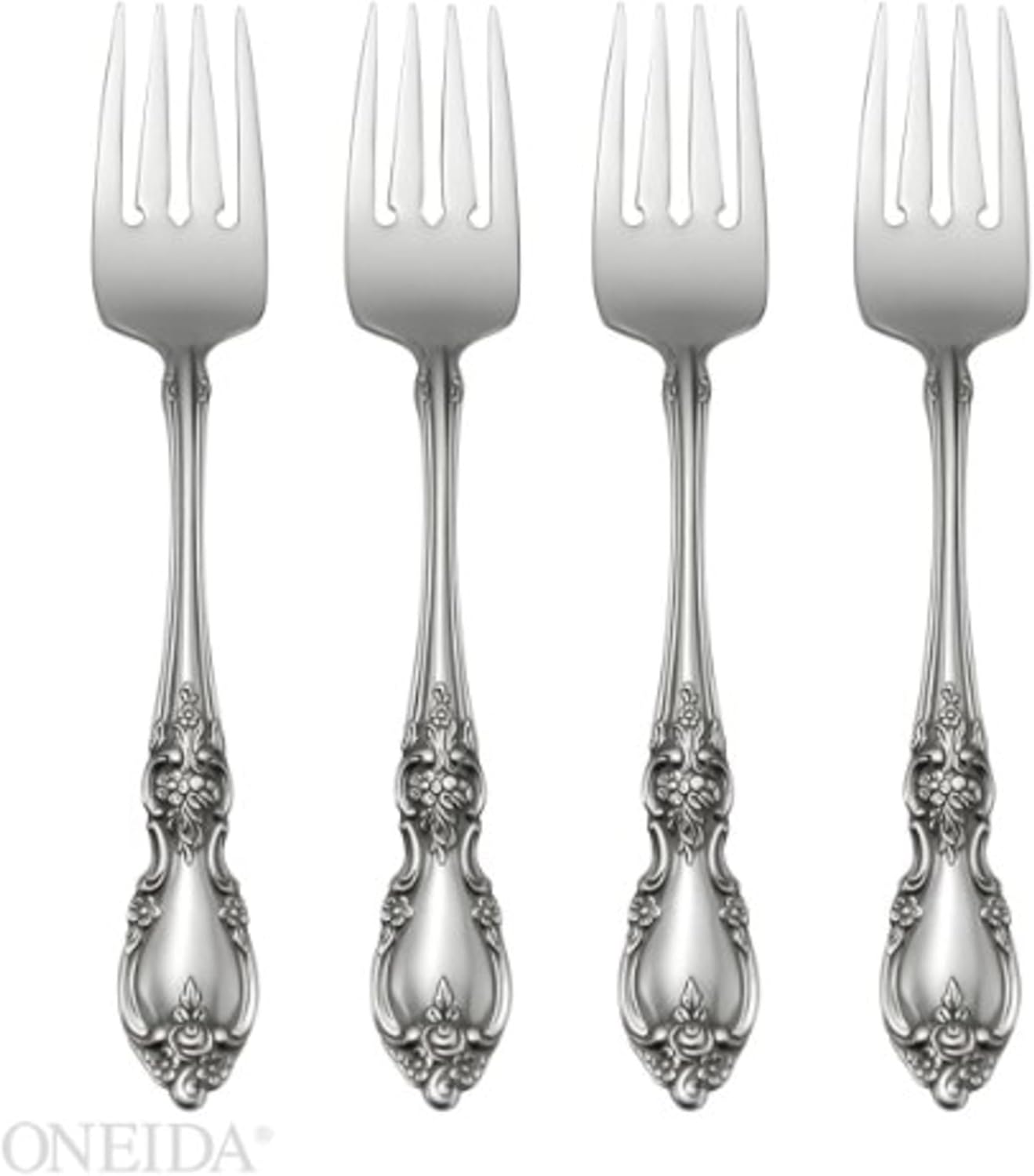 Oneida Louisiana Fine Flatware Salad Forks, Set of 4, 18/10 Stainless Steel