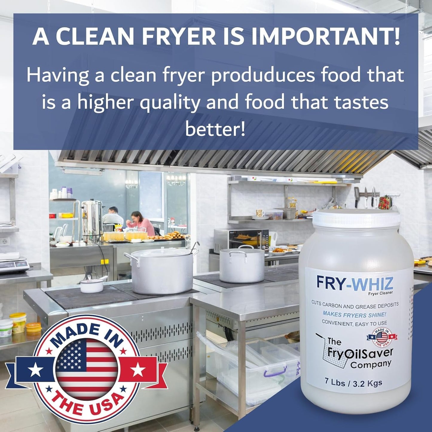 Fry-Whiz Deep Fryer Cleaner, Removes Carbon, Burned-On Grease, Fats, Food Stains & Rusts, Fryers Boil Out Powder for Cleaning Deep Fryers, Griddle, Cleaning Supplies for Food Service(Case of 4-Gallon)