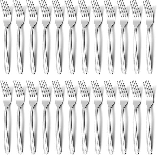 BEWOS 24-Piece Salad Forks, 7.1-Inch Forks Silverware Set, Stainless Steel Small Forks, Dessert Forks Bulk, Metal Forks, Salad Fork Set, Appetizer Forks, Silver Fork, Dishwasher Safe, Mirror Polished