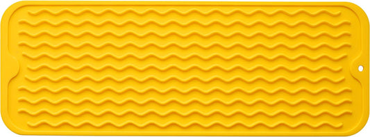 Silicone Dish Drying Mat for Multiple Usage,Easy clean,Eco-friendly,Heat-resistant Silicone Mat for Kitchen Counter,Sink,Bar,Bottle,or Cup Yellow M 17 inches x 6 inches