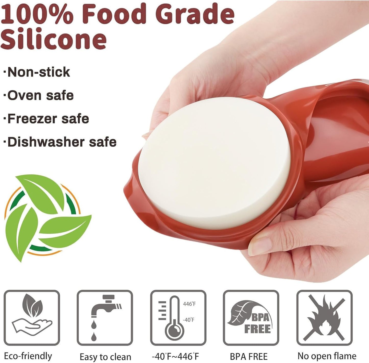 JOERSH 2-PK Silicone Egg Mold Non-Stick 4 Inch Jumbo Size Muffin Top Pan, Large Round Silicone Molds for Baking Hamburger Bun, Egg Bites, Breakfast Sandwiches, Pancakes