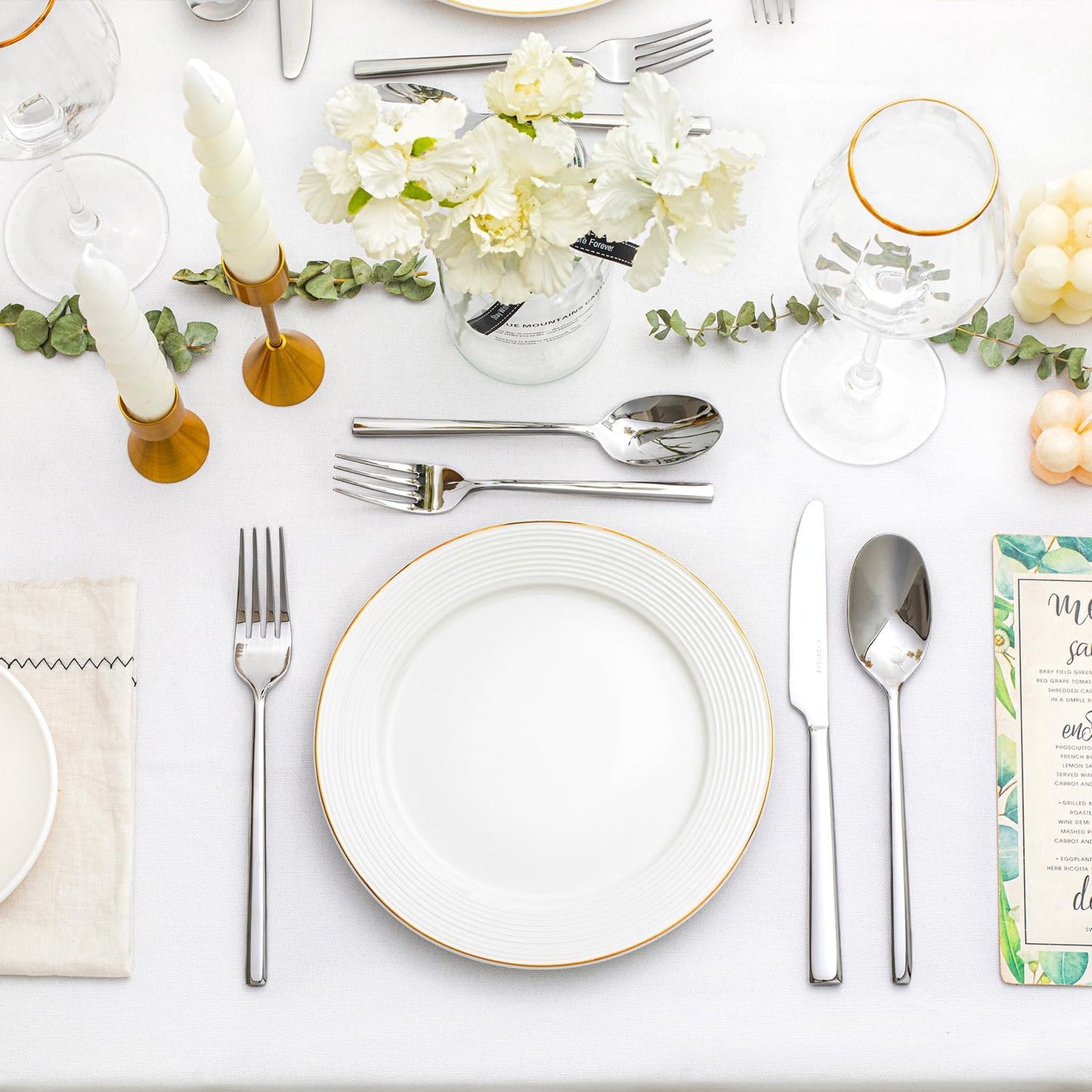 KINGSTONE Silverware Set, 30-Piece Forged Flatware Set Cutlery Set Premium Stainless Steel, Service for 6, for Kitchen, Home, Wedding, Party, Mirror Polished and Dishwasher Safe