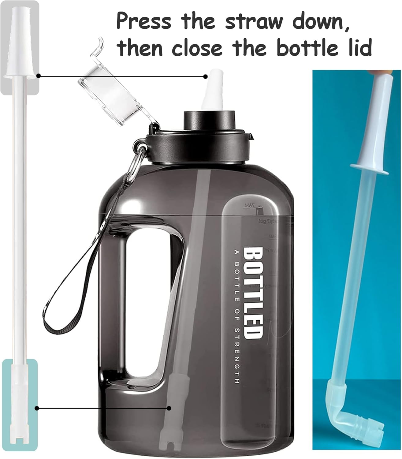 Delove Universal Long Straws for Gallon Water Bottles - Attach a straw to your sports Jug - Cut Size To Fit Any Bottles - Replacement straws -Half Gallon/32oz/64oz/128oz - Set of 4