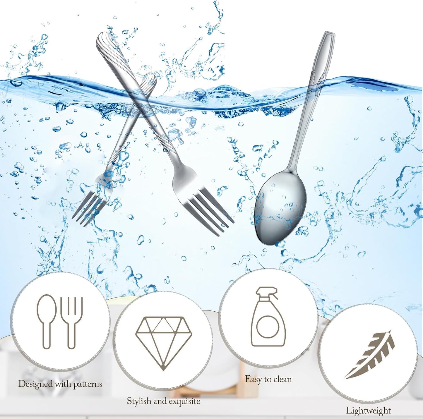 Nuogo 200 Pieces Forks and Spoons Silverware Set Stainless Steel Flatware Cutlery Set Dinner Forks and Spoons Mirror Polished Dishwasher Safe Utensil for Kitchen Restaurant or Home