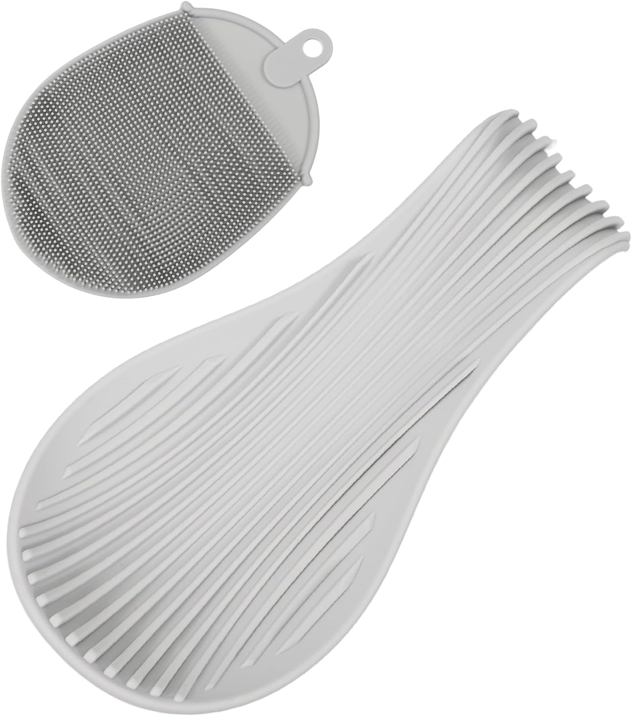 uxcell 1 Set Silicone Spoon Rest for Stove Top, Silicone Spoon Holder for Cooking Spatula, Ladle, Brush Light Grey/Grey
