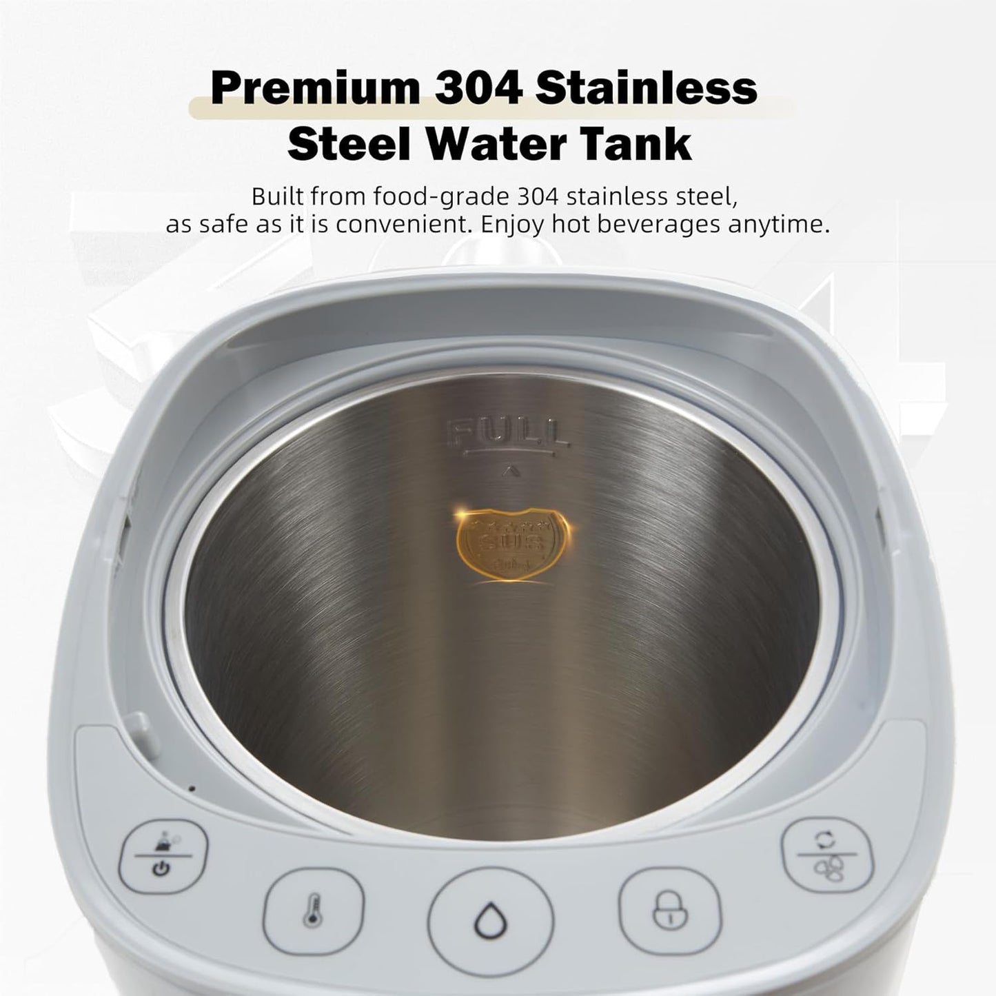 OCTAVO Water Boiler & Warmer 5 Liter, 304 Stainless Steel Water Tank, 700 Watt 6 Adjustable Water Temperature, LCD Touch Control Screen, Child Lock with Water Shortage Indicator