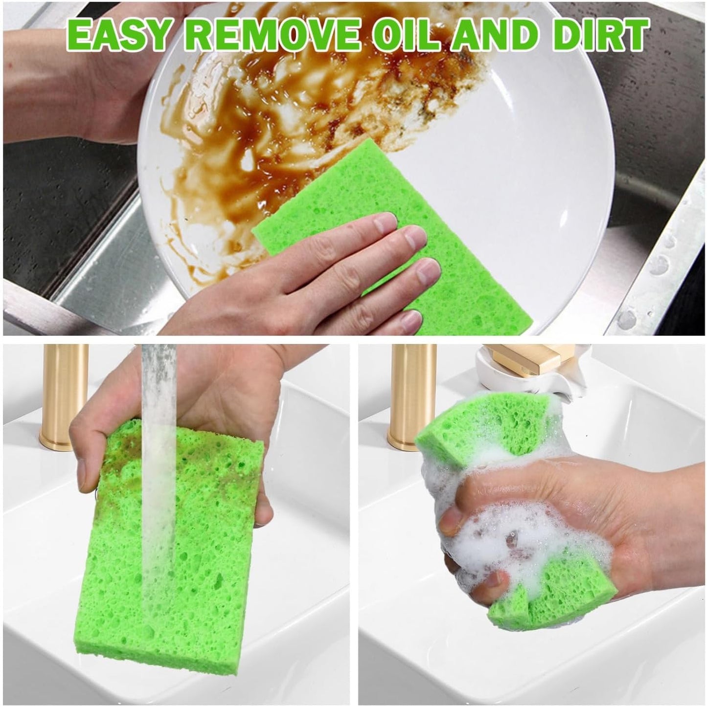 YoleShy 24 Pack Kitchen Sponges Natural Cellulose Compressed Sponges for Cleaning Reusable Dish Sponges Kitchen Non-Scratch DIY for Kids