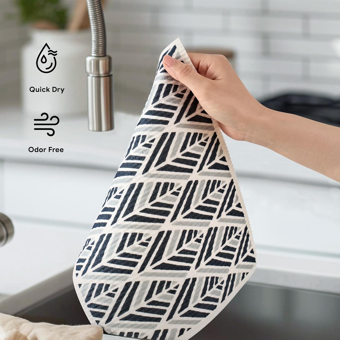 RECYCO Swedish Dishcloths for Kitchen | 4 Pack Oversized Washable Dish Rags | Large Cellulose Reusable Cleaning Paper Towels | Absorbent Counter Dish Cloth Sponge XL Kitchen Wipes, 12" L x 10" W