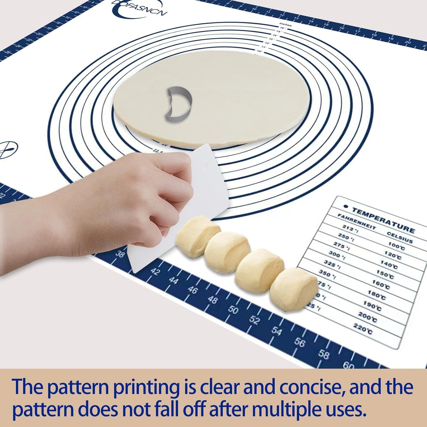 Large Silicone Pastry Mat for Rolling Dough Non Slip Non Stick Silicone Mats for Kitchen Counter 28x20"Blue