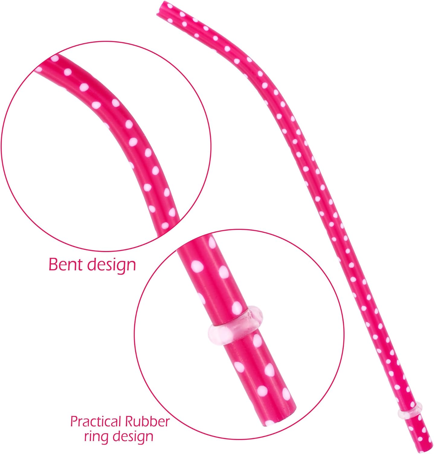 JANYUN 30 Pieces Reusable Plastic Straws BPA-Free 9" Colorful Printing Hard Platic Stripe Drinking Straw for Mason Jar Tumbler Family or Party Use Cleaning Brush Included(Random Pattern) (Bent)