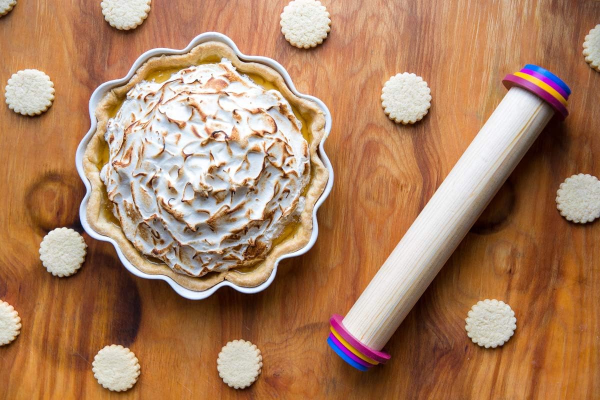 GreenOlive Rolling Pin Guide Ring Spacer Bands (8 Piece Set) Multicolored Flexible Silicone Slip On Baking Accessories Fit 1 3/4” to 2” Wide Dough Rollers