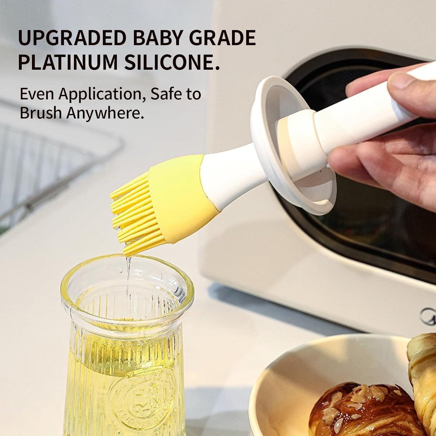 Oil Dispenser with Brush - Glass Olive Oil Dispenser for Kitchen, 3 IN 1 Oil Dispenser Bottle with Silicone Basting Brush for Cooking Vinegar Sauce BBQ Grill Frying (Brown/White/Green)