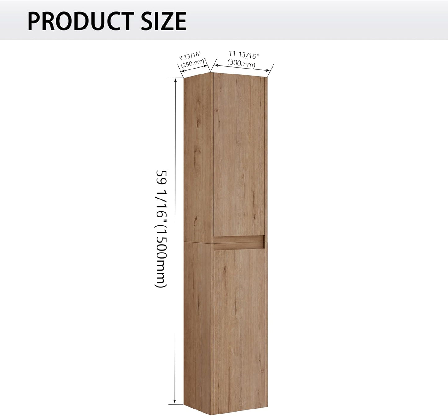 12" Bathroom Cabinet Wall Mounted, Bathroom Medicine Cabinet with 2 Door and 2 Shelf Over The Toilet, Wall Mounted Home Storage Cabinet - Brown