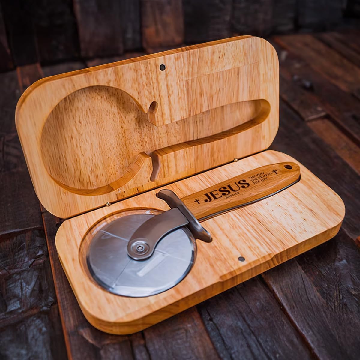 Pizza Cutter Wheel with Sharp Blade - Christian Gifts for Men, Women, Religious Gift for Husband, Birthday & Christmas Gift(The Way The Truth The Life)