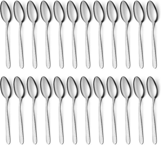 BEWOS 24 Pieces Tea Spoons Set, 6.2 Inches Stainless Steel Teaspoons Silverware, Coffee Spoons, Small Mirror Polished, Dishwasher Safe, Silver For Home, Restaurant