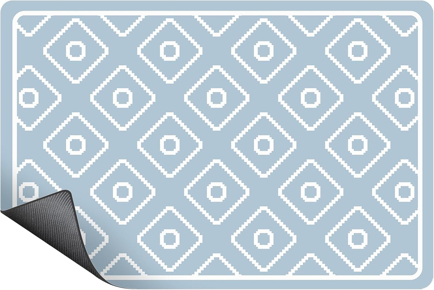 SUEH DESIGN Dish Drying Mat, Absorbent Coffee Mat 23.6 x 15.7 in Quick Dry Kitchen Drying Dish Drain Mat for Kitchen Counter Coffee Bar, Blue