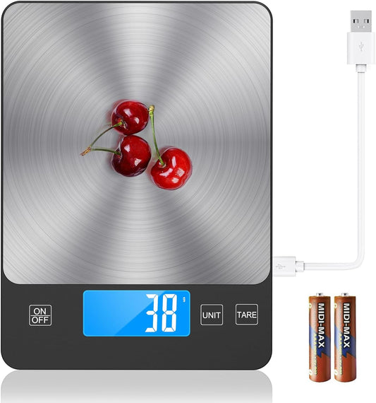 NASA-Grade 33lb Digital Kitchen Scale, Precisely Measures Grams and Ounces for Baking and Cooking,304 Stainless Steel