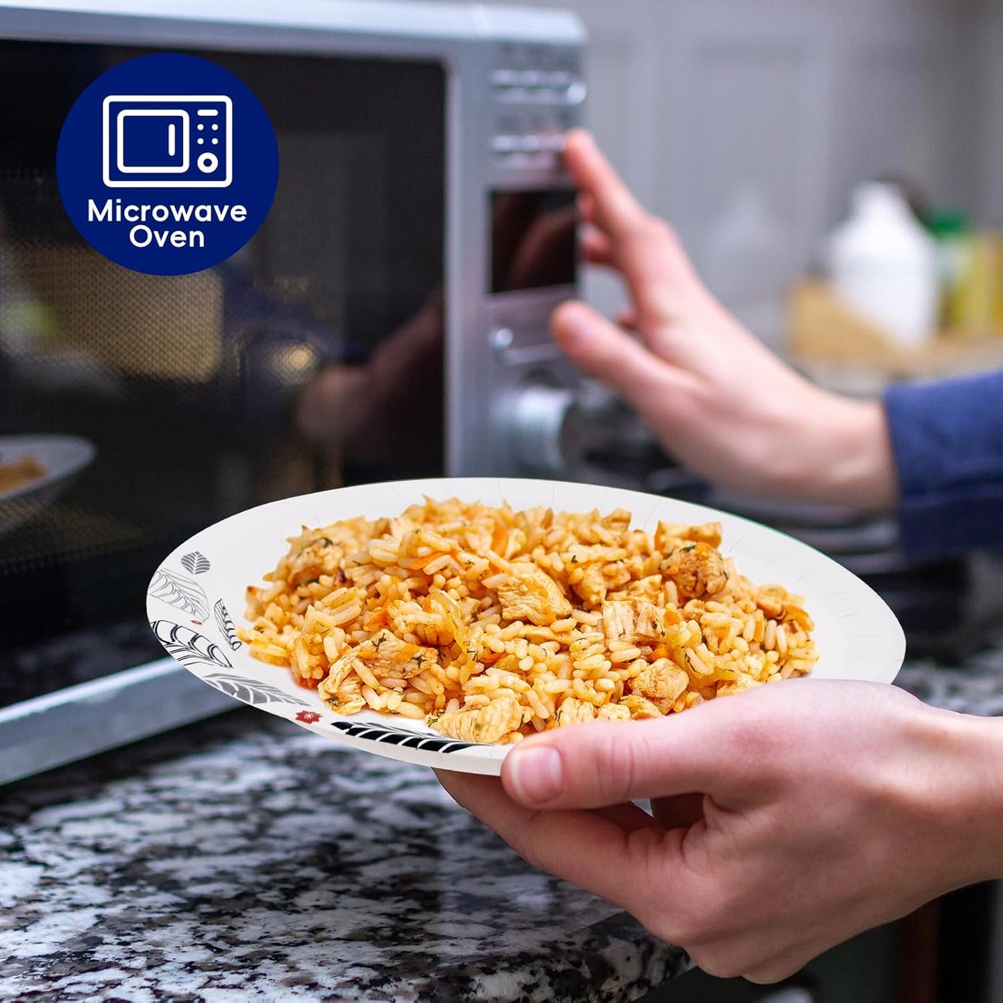 JOLLY CHEF 280 Count Paper Plates 8 inch Soak Proof, Cut Proof, Heavy Duty Leaf Printed Disposable Paper Plates for Everyday Use