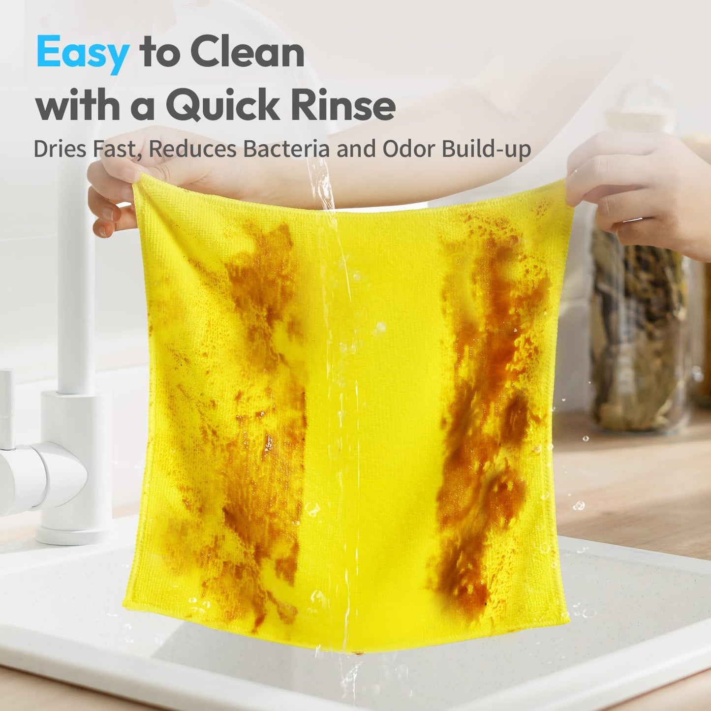 24Pack Microfiber Cleaning Cloths 12”x12” - Extra Thick Kitchen Towels - Streak-Free, Lint-Free, Fast Absorbent - Reusable Multi-Purpose Housekeeping Rags for Cars, Dishes, Floors, Tiles