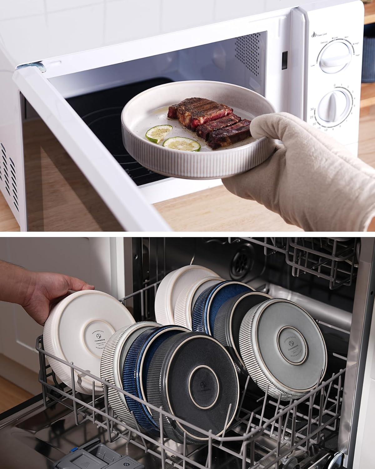 famiware Star 8.25" Pasta Bowls, Large Dinner Bowls Set of 6, Salad Bowl Plates, Shallow Bowls for Eating, Matte White (Full Glaze)