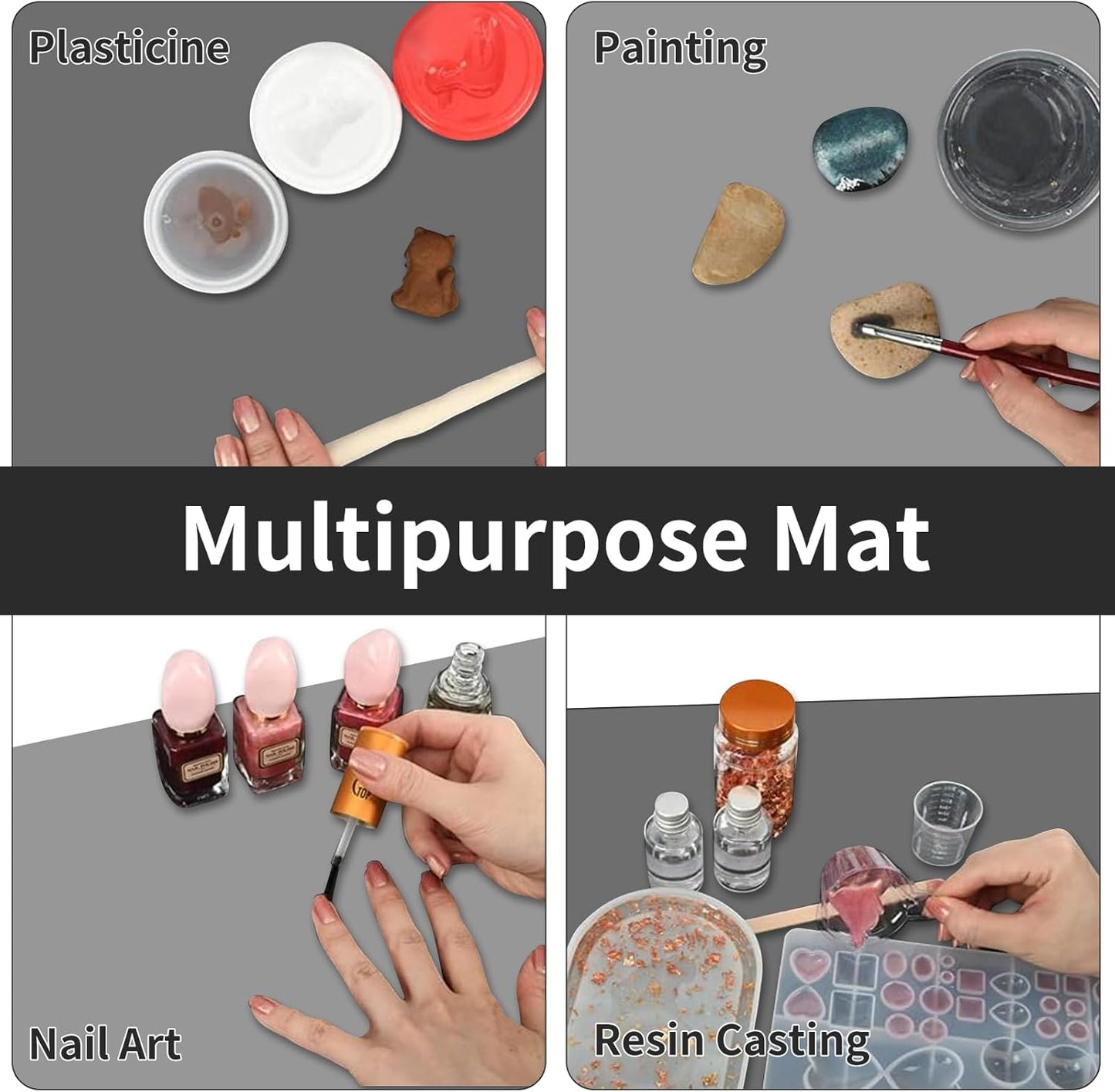 2MM Extra Thick Silicone Mats for Kitchen Counter, 23.6" x 15.7" Kitchen Island Heat-Resistant Coffee Mat, Non-slip Desk Protect Mat, Multipurpose Countertop Protector (Dark Grey)