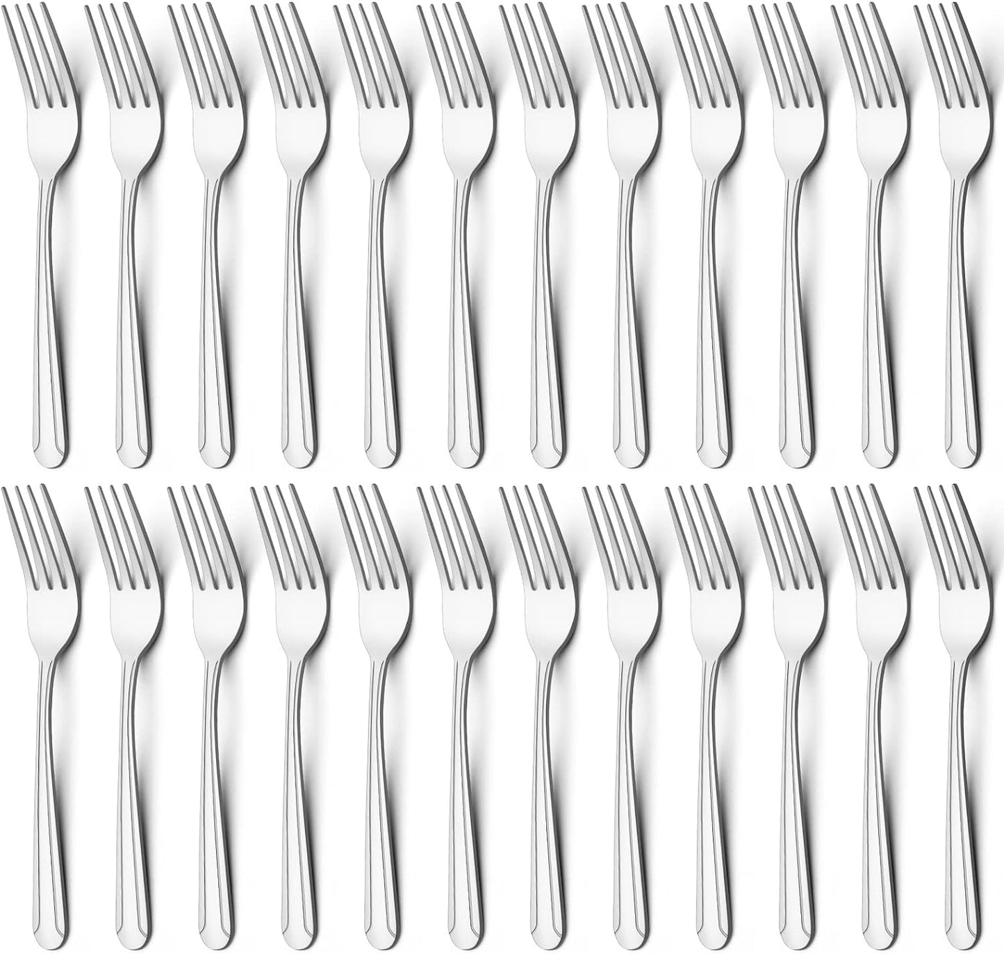 BEWOS 24 Pieces Dinner Forks Set, 8.2-Inch Stainless Steel Forks Silverware, Flatware Salad Forks for Home, Kitchen or Restaurant - Mirror Polished, Dishwasher Safe