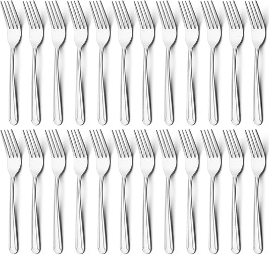 BEWOS 24 Pieces Dinner Forks Set, 8.2-Inch Stainless Steel Forks Silverware, Flatware Salad Forks for Home, Kitchen or Restaurant - Mirror Polished, Dishwasher Safe