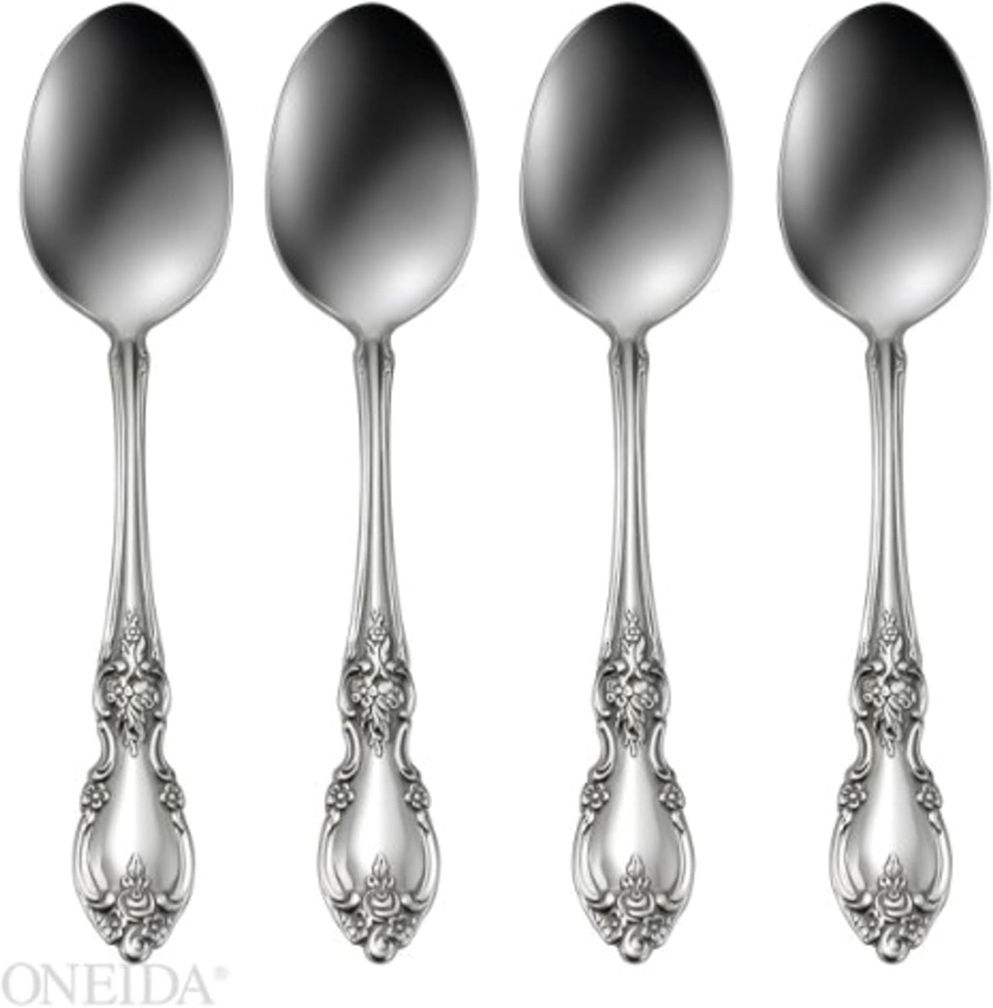 Oneida Louisiana Fine Flatware Dinner Spoons, Set of 4, 18/10 Stainless Steel