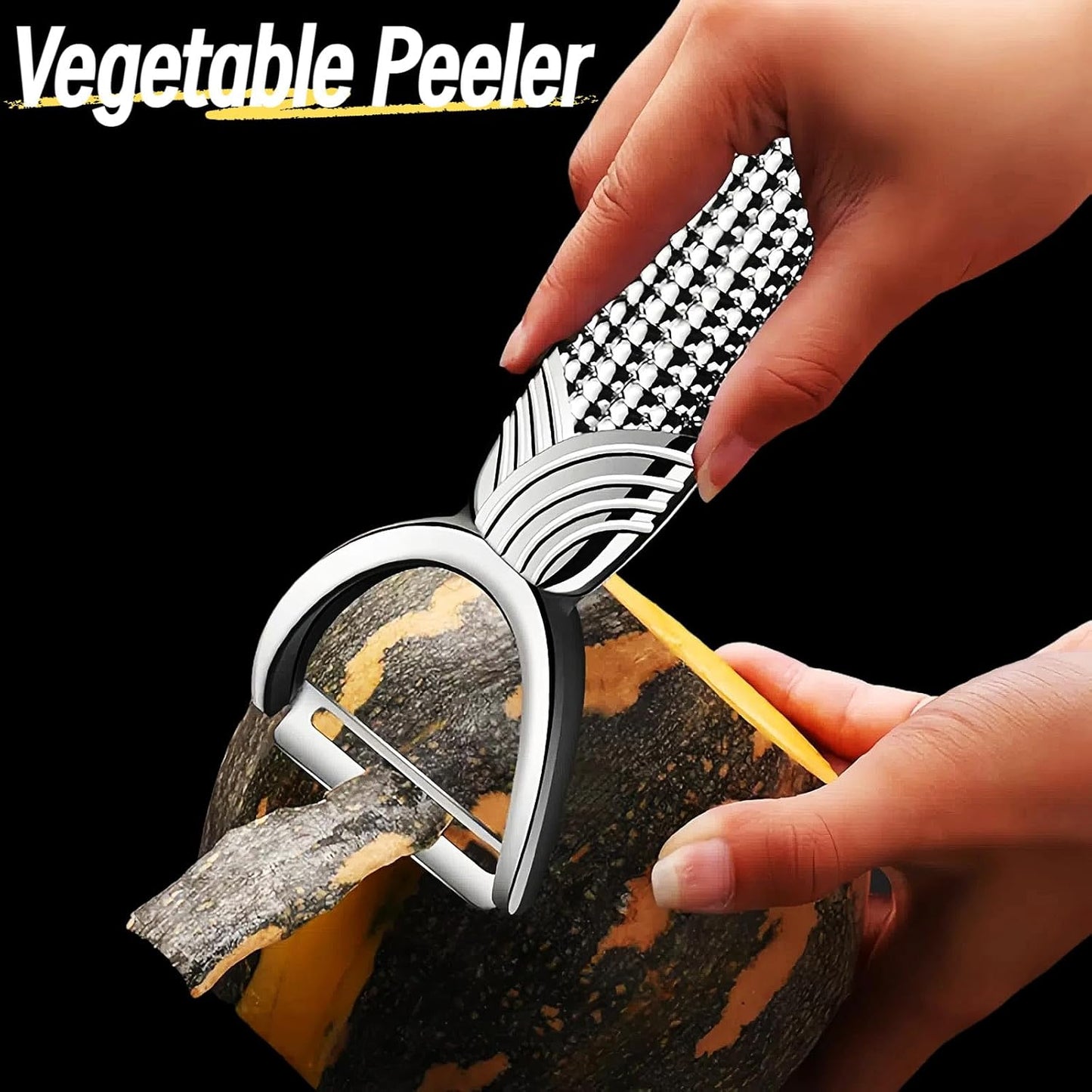 Maxjoy Vegetable Potato Apple Carrot Fruit Veggie Peeler - Corn Kernel Ergonomic Handle, Ultra Sharp Stainless Steel Blades - Silver