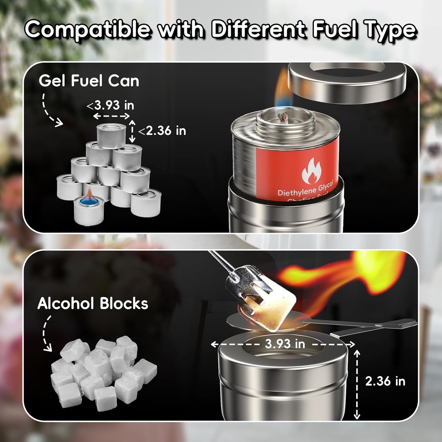 9Qt Chafing Dishes for Buffet 4 Pack [Multiple Size Food Pans] | Chafing Dish Buffet Set [Screw-free Installation] with Stackable Design [Less Storage Space] for Wedding/Party