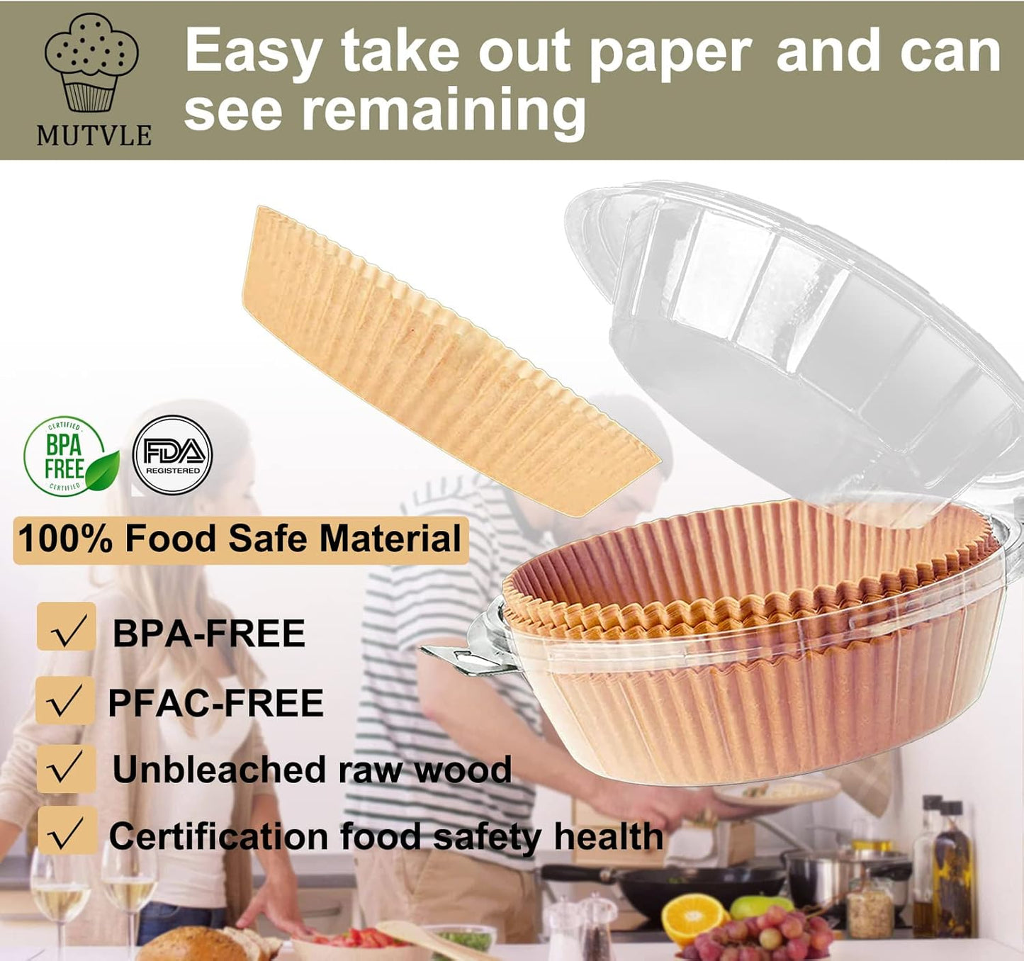 10 Inch Air Fryer Disposable Paper Liner Round, [ XXL Size] 100Pcs Parchment Paper Liners for 7QT Air Fryer, Non-stick, Food Grade Baking