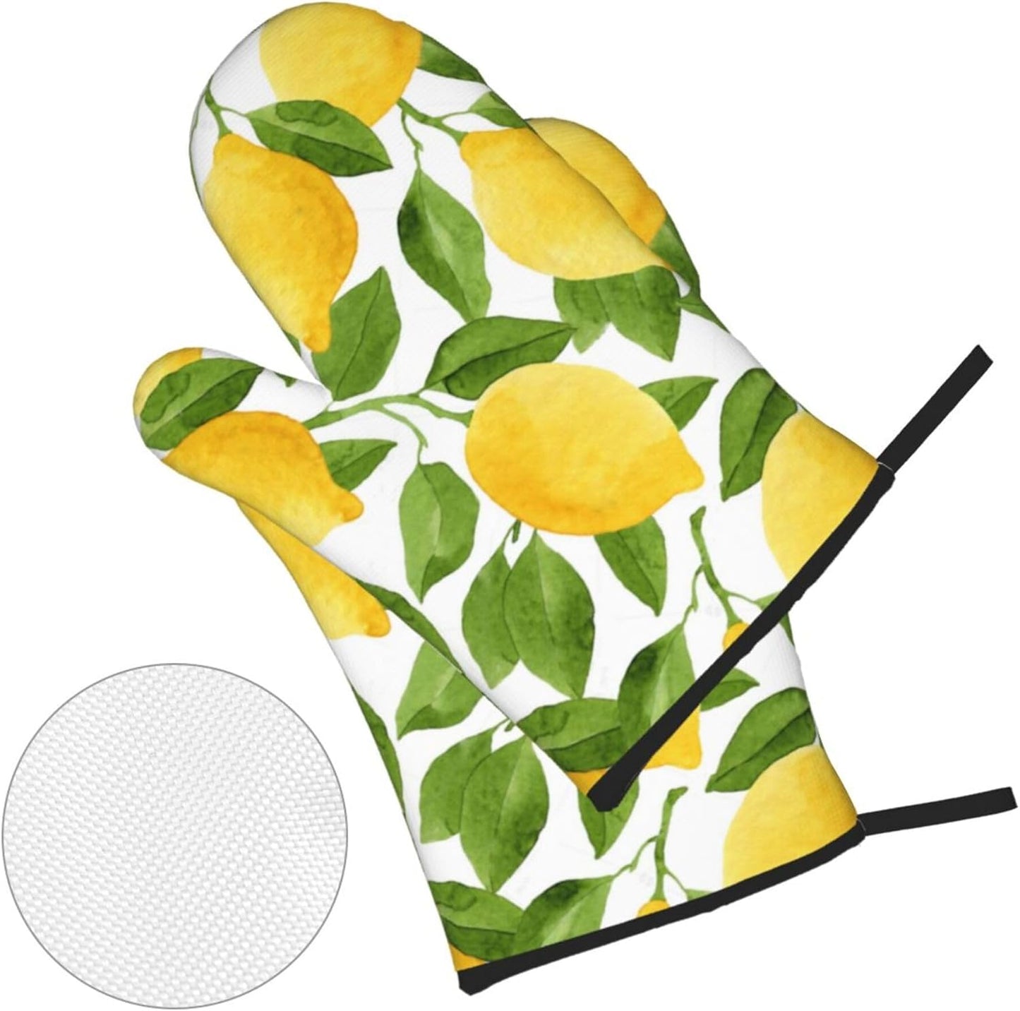 Bright Yellow Lemons Oven Mitts and Pot Holders Sets of 4,Resistant Hot Pads with Polyester Non-Slip BBQ Gloves for Kitchen,Cooking,Baking,Grilling
